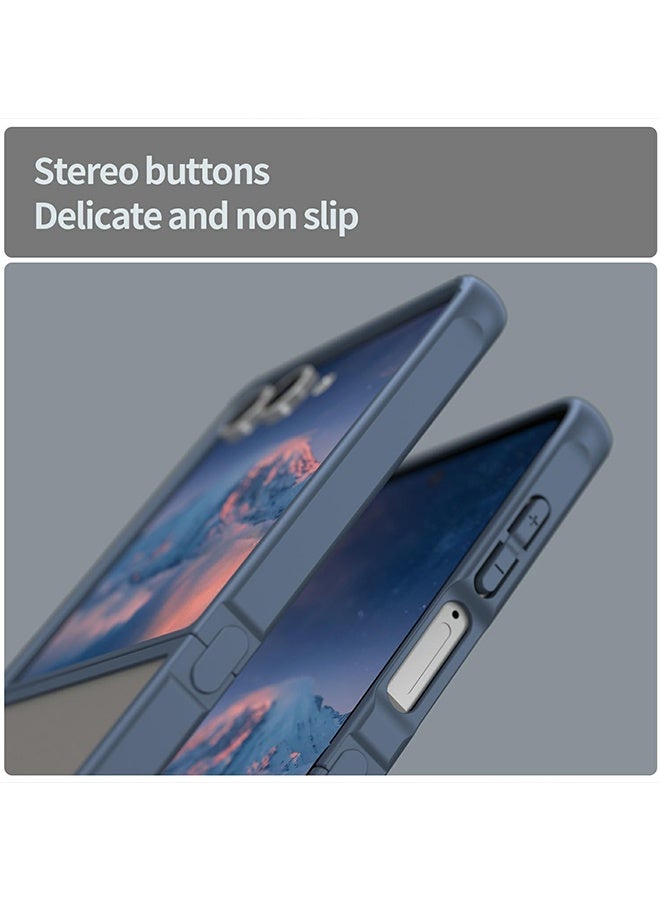 Wffo Compatible with Samsung Galaxy Z Flip 7 Case - Translucent Frosted Phone Case - PC Durable Phone Protector - TPU Shockproof Protective Case - Blue - Image 3